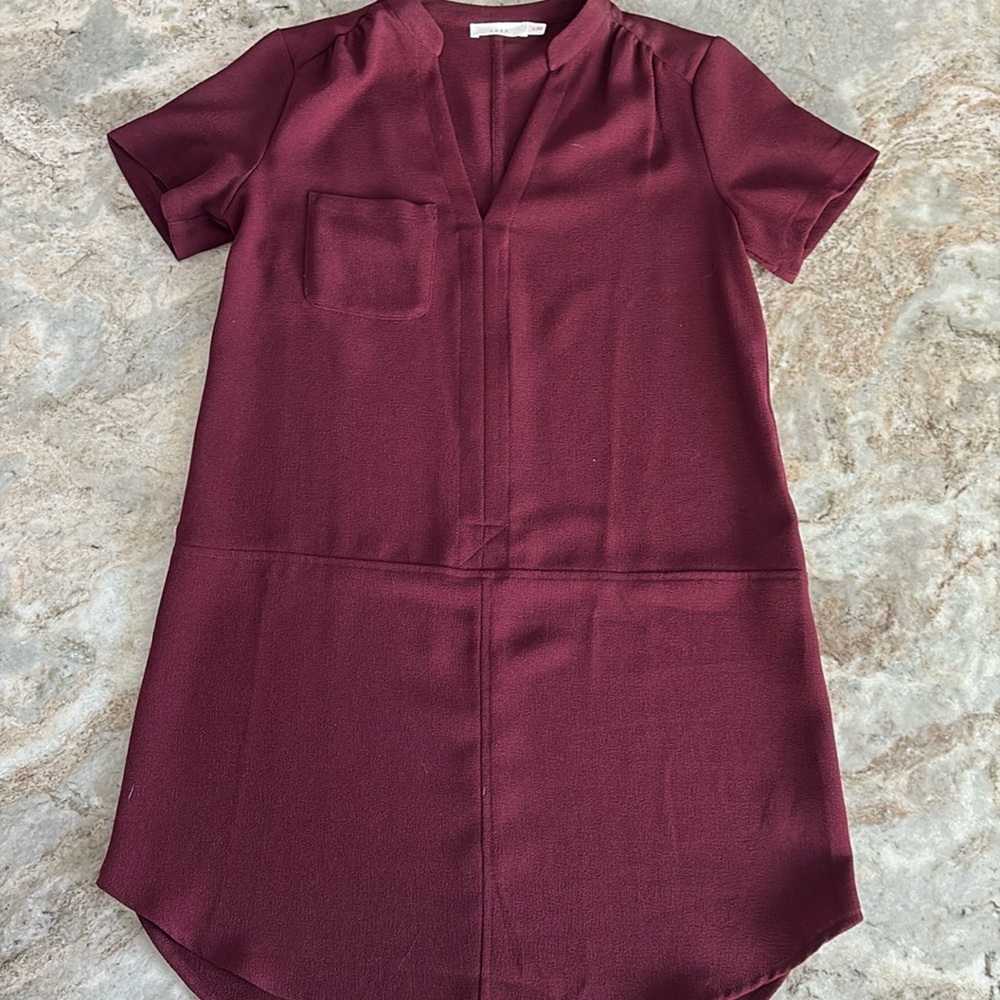 Lush, red wine, short sleeve mini dress